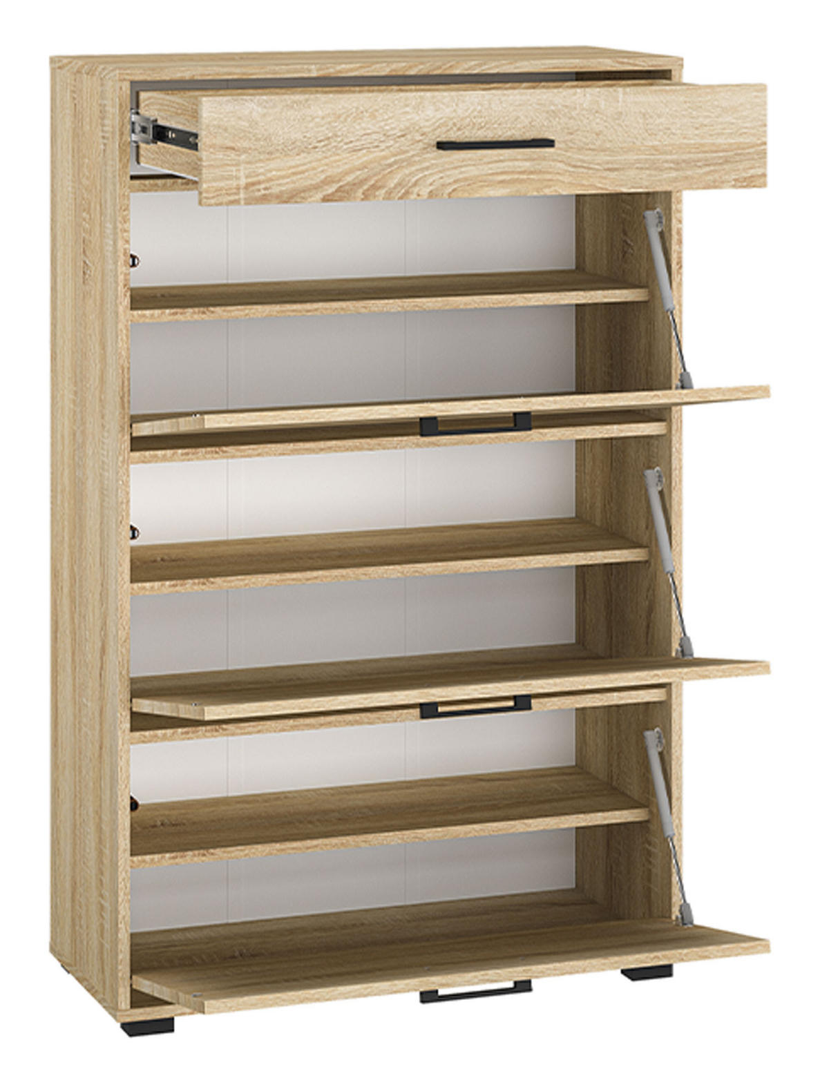 SCHUHSCHRANK Caro Sonoma Eiche hell 80 / 34 / 126cm - Braun/Sonoma Eiche, Holz/Holzwerkstoff (80/126/34cm) - Feldmann-Wohnen