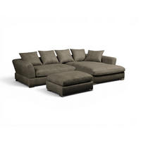 ECKSOFA Tizian Inkl. Hocker - Hellbraun, Holzwerkstoff/Textil (290/182cm) - Fun Möbel