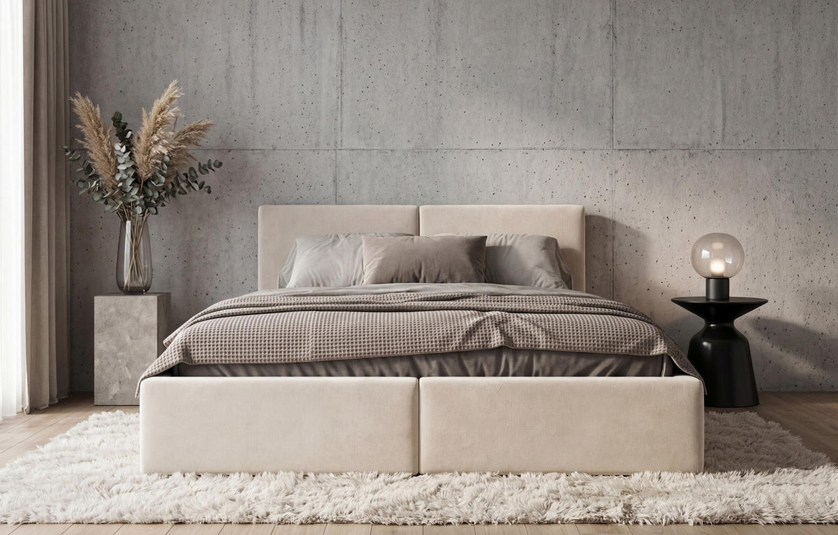 POLSTERBETT Hilton mit Stauraum - Kaschmir, Textil (140/200cm) - Interbeds