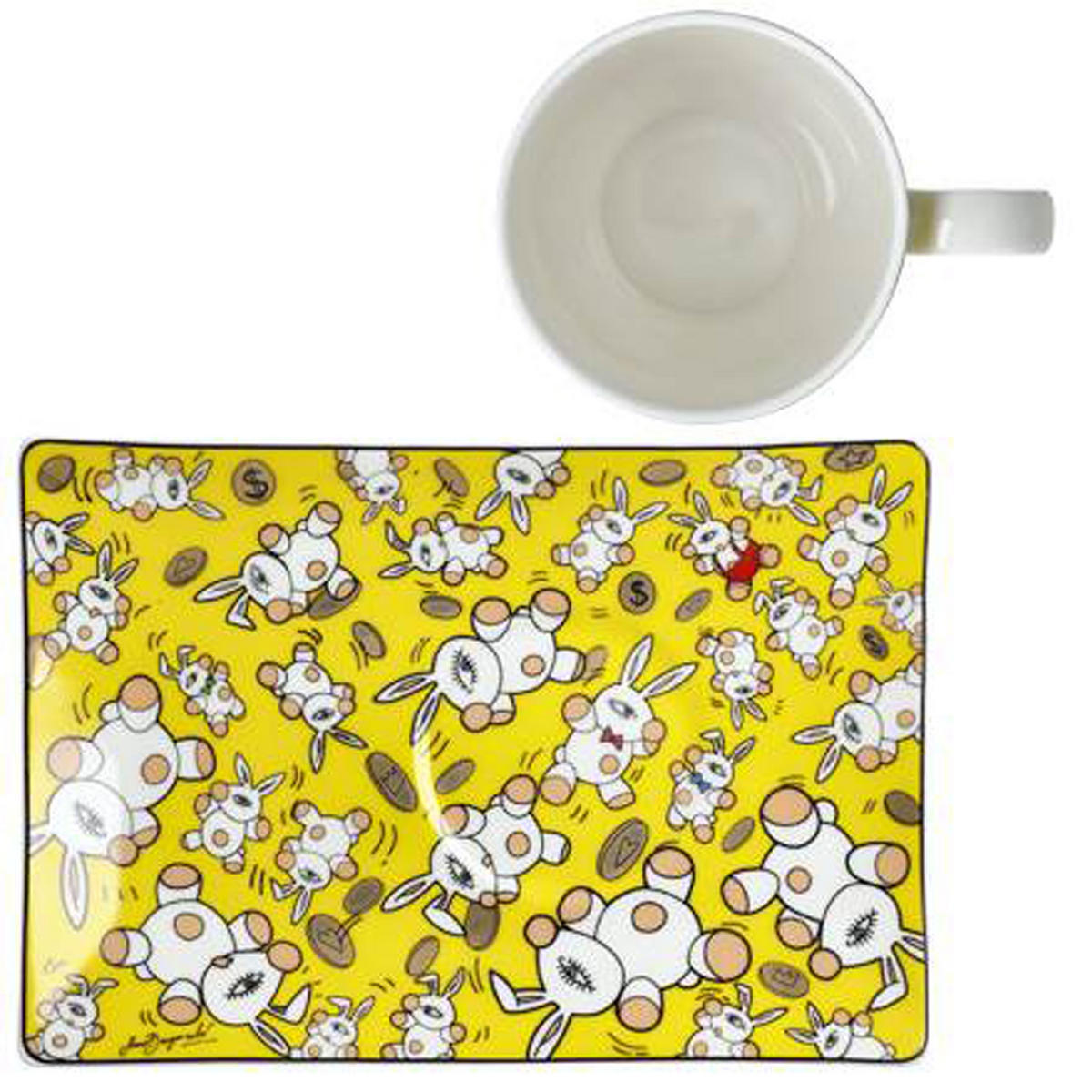 KÜNSTLERTASSE mit Untertasse Mauro Bergonzoli - Magic Bunny Gold, Fine Bone China - Multicolor, Keramik (0.4L) - Goebel