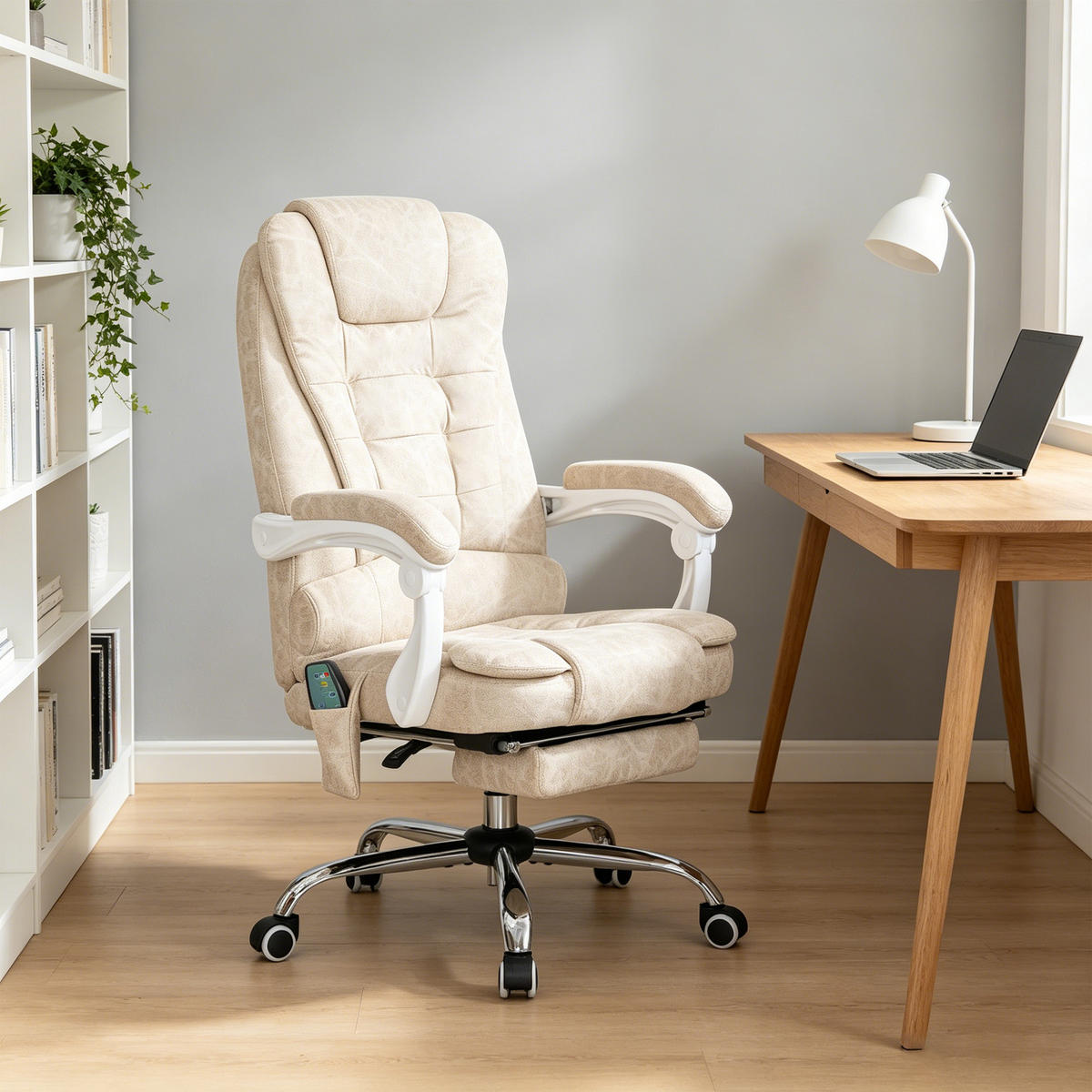 BÜROSTUHL Creme 70.0/65.0/119.0 cm - Creme, Textil (65/119/70cm)