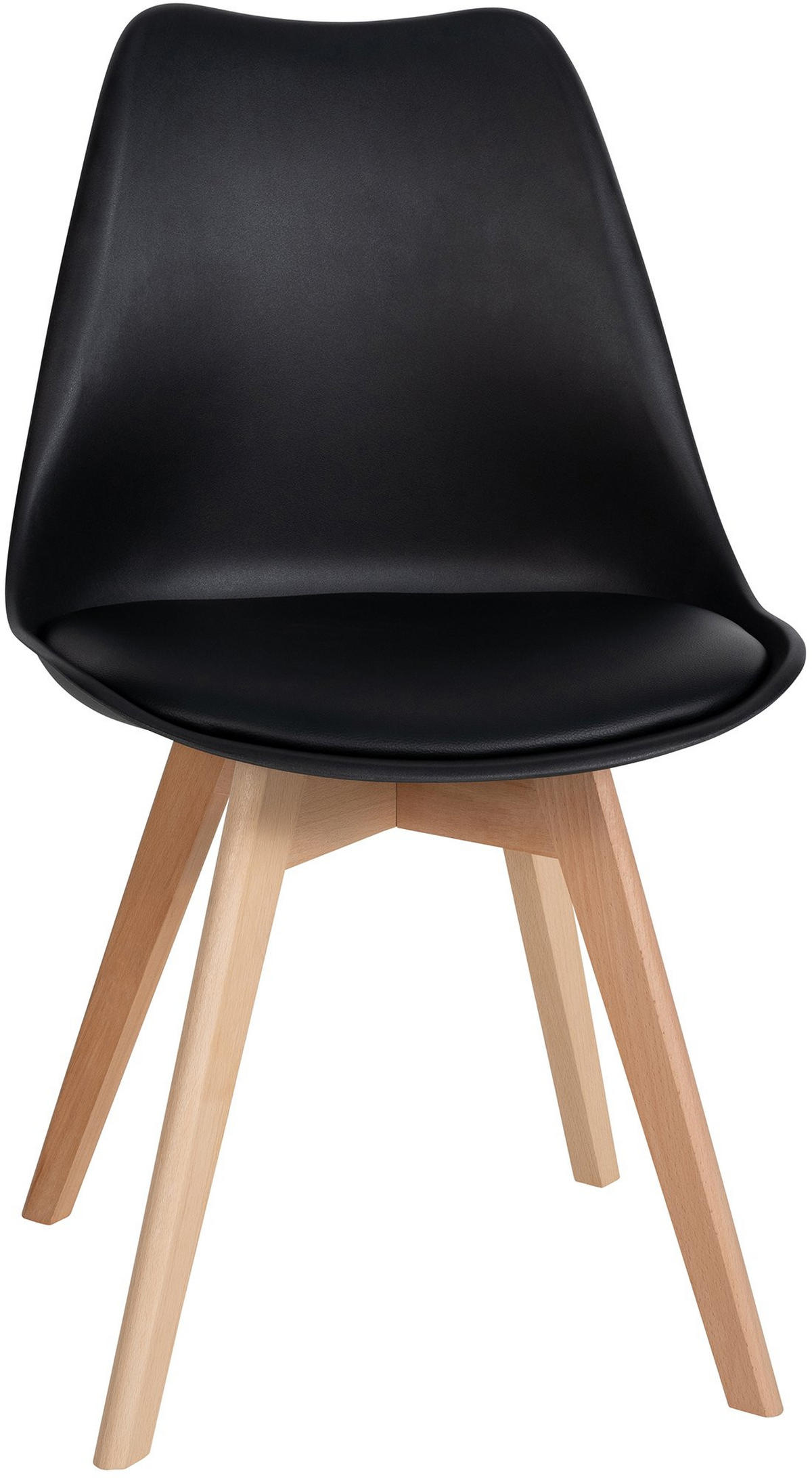 STUHL 6er Set Kunststoff schwarz - Eukalyptusholzfarben/Schwarz, Holz/Kunststoff (49/83/50cm) - CLP