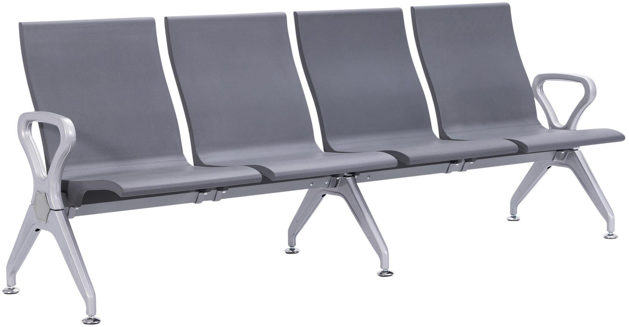 WARTEBANK Kunststoff Grau - Grau, Kunststoff/Metall (228/89/59cm) - CLP