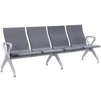 WARTEBANK Kunststoff Grau - Grau, Kunststoff/Metall (228/89/59cm) - CLP