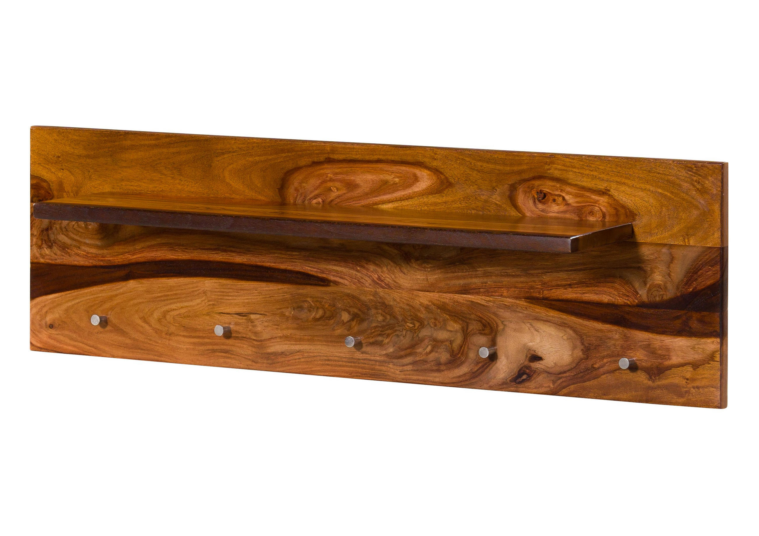 WANDGARDEROBE Sheesham 115x23x35 walnuss gewachst TORONTO #272 - Dunkelbraun, Holzwerkstoff (115/35/23cm) - Massivmoebel24