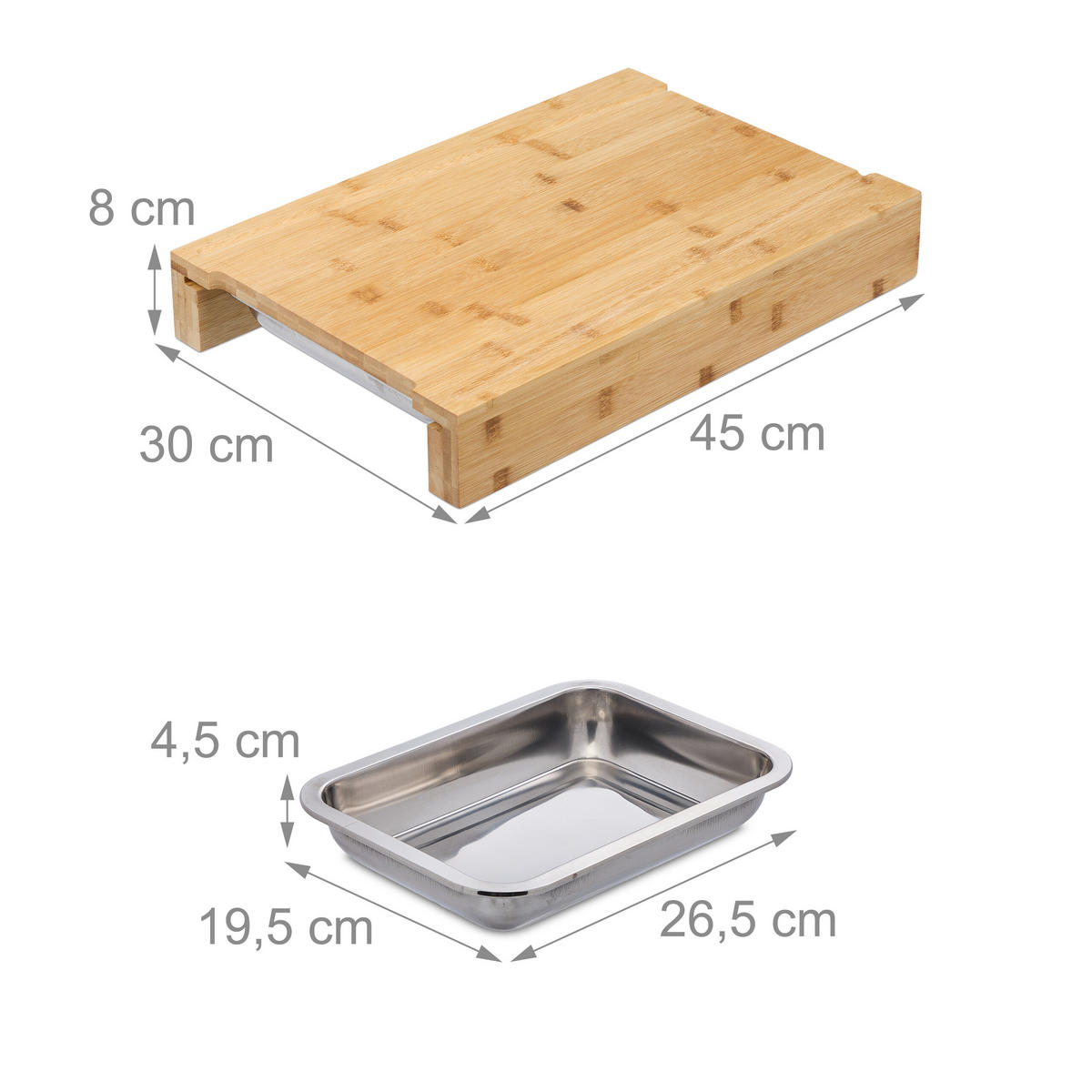 SCHNEIDEBRETT - Hellbraun, Holz/Metall (45/30cm) - Relaxdays
