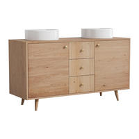 DOPPELWASCHTISCH - 145 cmcm x 50.5 cmcm - Holz, Platte - Naturfarben Hell - ZARENO - Naturfarben, Holz (145/80/50.5cm) - Vente-Unique