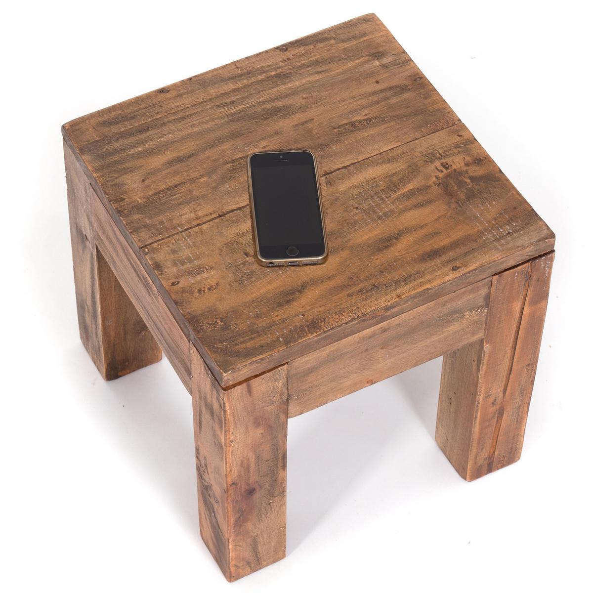 COUCHTISCH SQUARE 40 Recyclingholz massiv naturfarben - Naturfarben, Holz (40/40/40cm) - DESIGN DELIGHTS