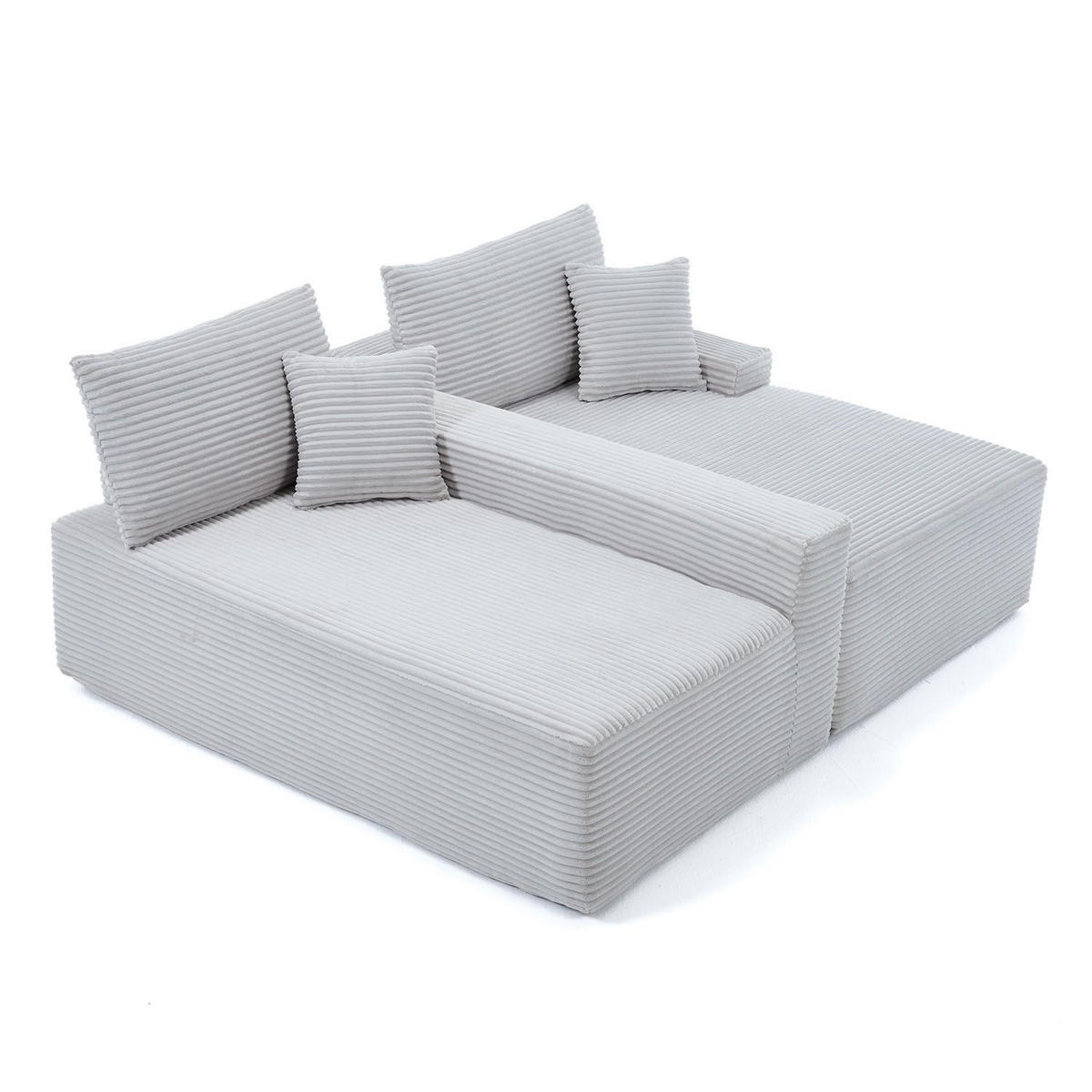 SOFA Coredo hellgrau Cord - Hellgrau, Textil (250/155cm) - Juskys