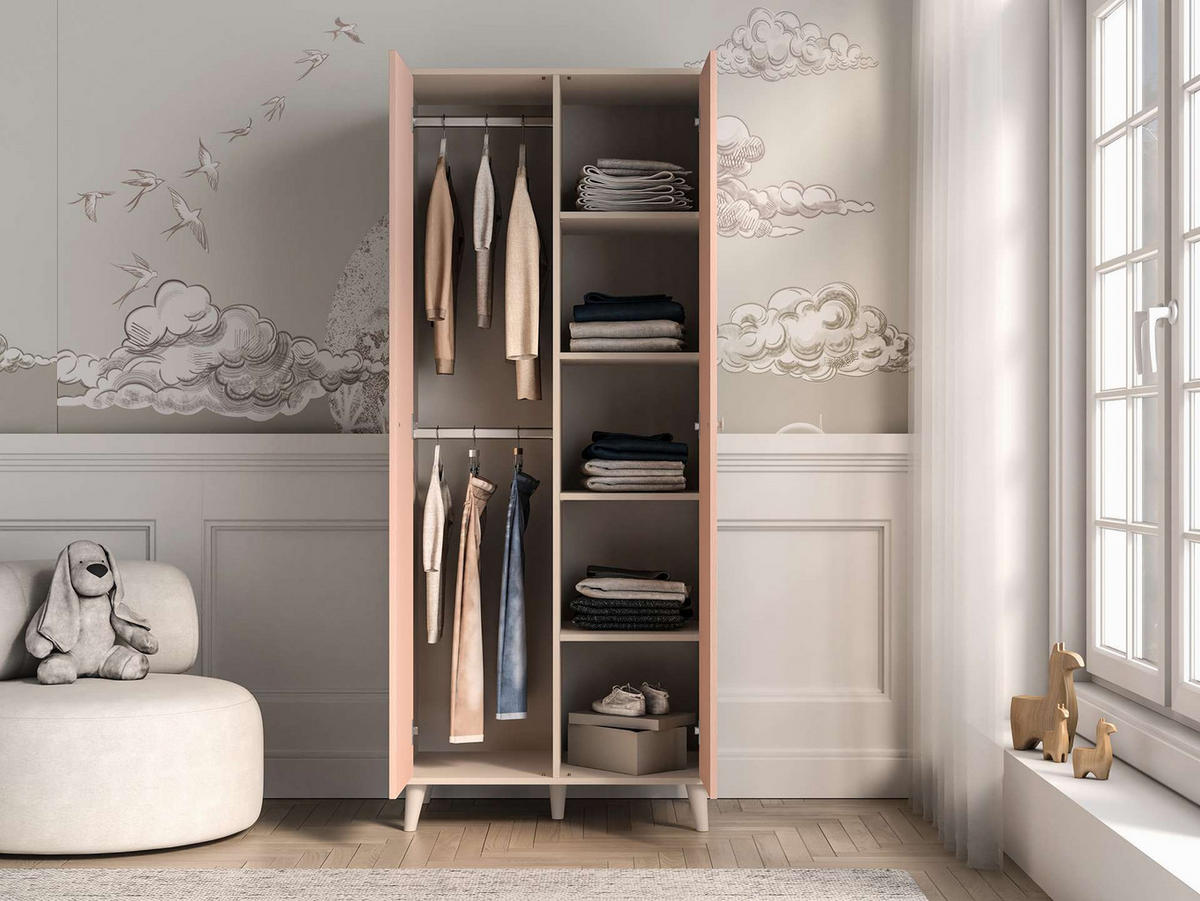 KLEIDERSCHRANK – 80 cm – Mevel – Grau - Grau, Holzwerkstoff (80/190/51cm) - hi-markt