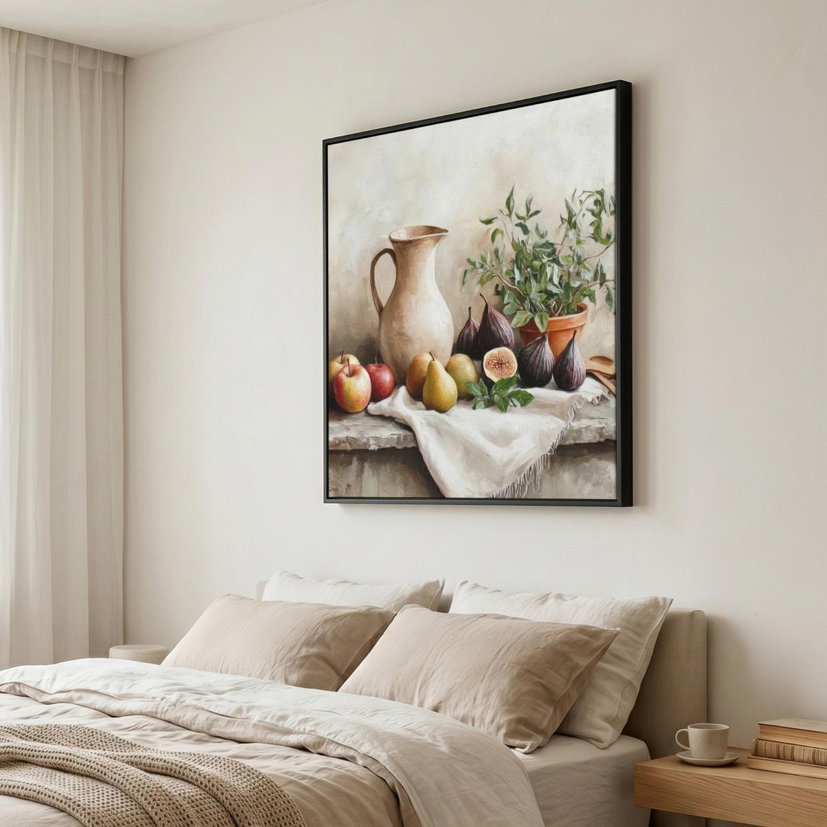 LEINWAND Bilder mit Rahmen - Obst - Kräuter - Ländlich - 90x90 - Naturfarben, Textil (90/90cm) - MuchoWow