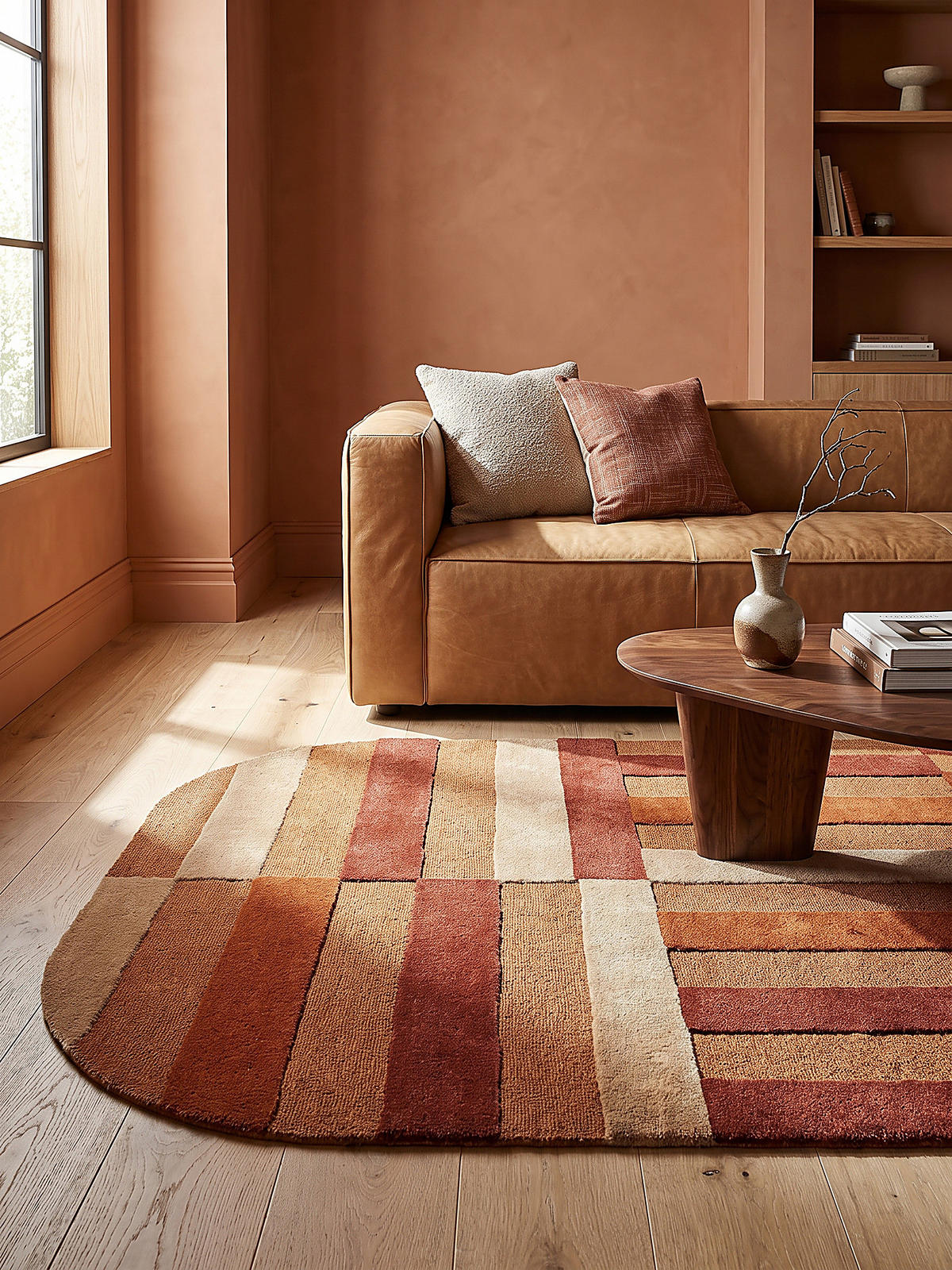WOLLTEPPICH handgetuftet LUNAN, Blockstreifen, Terrakotta, 160 x 230 cm - Orange, Textil (160/230cm) - KADIMA DESIGN