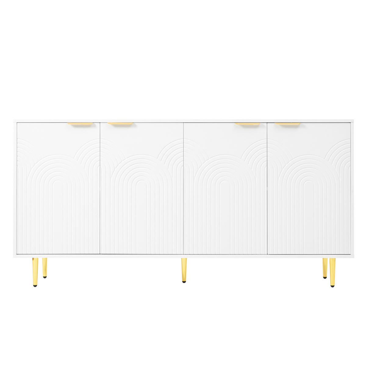 SIDEBOARD aus MDF und Spanplatte 160x40x80 cm Weiß mit 4 Türen, verstellbaren Einlegeböden und Soft-Close - Weiß, Holzwerkstoff (160/80/40cm) - Modfu