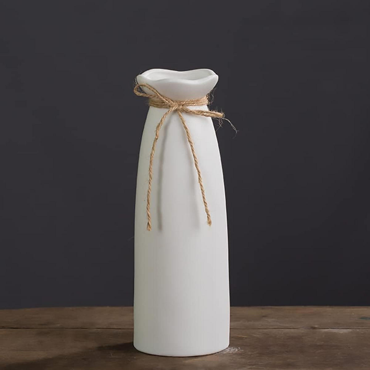 VASE 7 x 7 x 21 cm Keramik - Weiß, Keramik (7cm) - LIBRATON