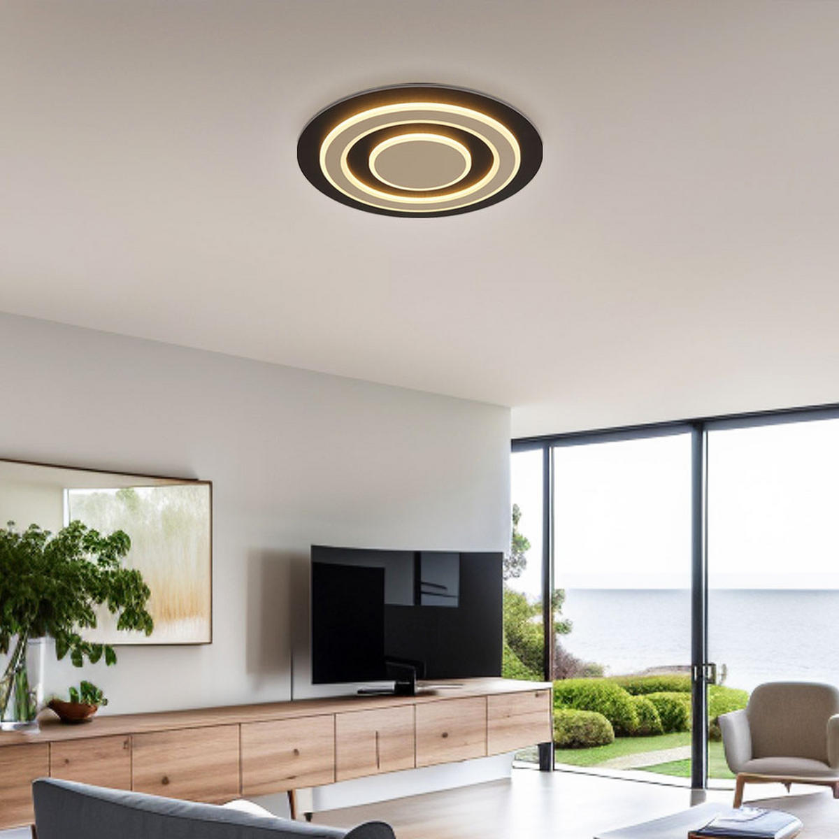 LED DECKENLEUCHTE Metall Champagner - Champagner, Metall (48/48/6.2cm) - Globo Lighting