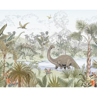 FOTOTAPETE Dinosaurier 350 x 279 cm - Grün, Papier (350/279cm) - Sanders & Sanders