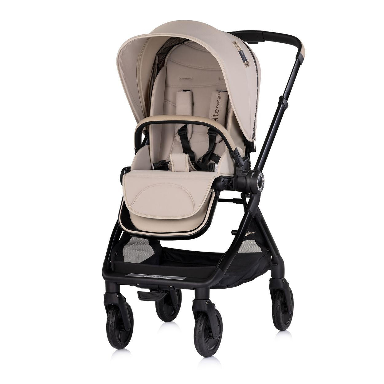 KINDERWAGEN Elite 3 in 1 Elite beige next GEN Babyschale Babywanne Tasche - Beige, Metall (69/49/112cm) - Chipolino