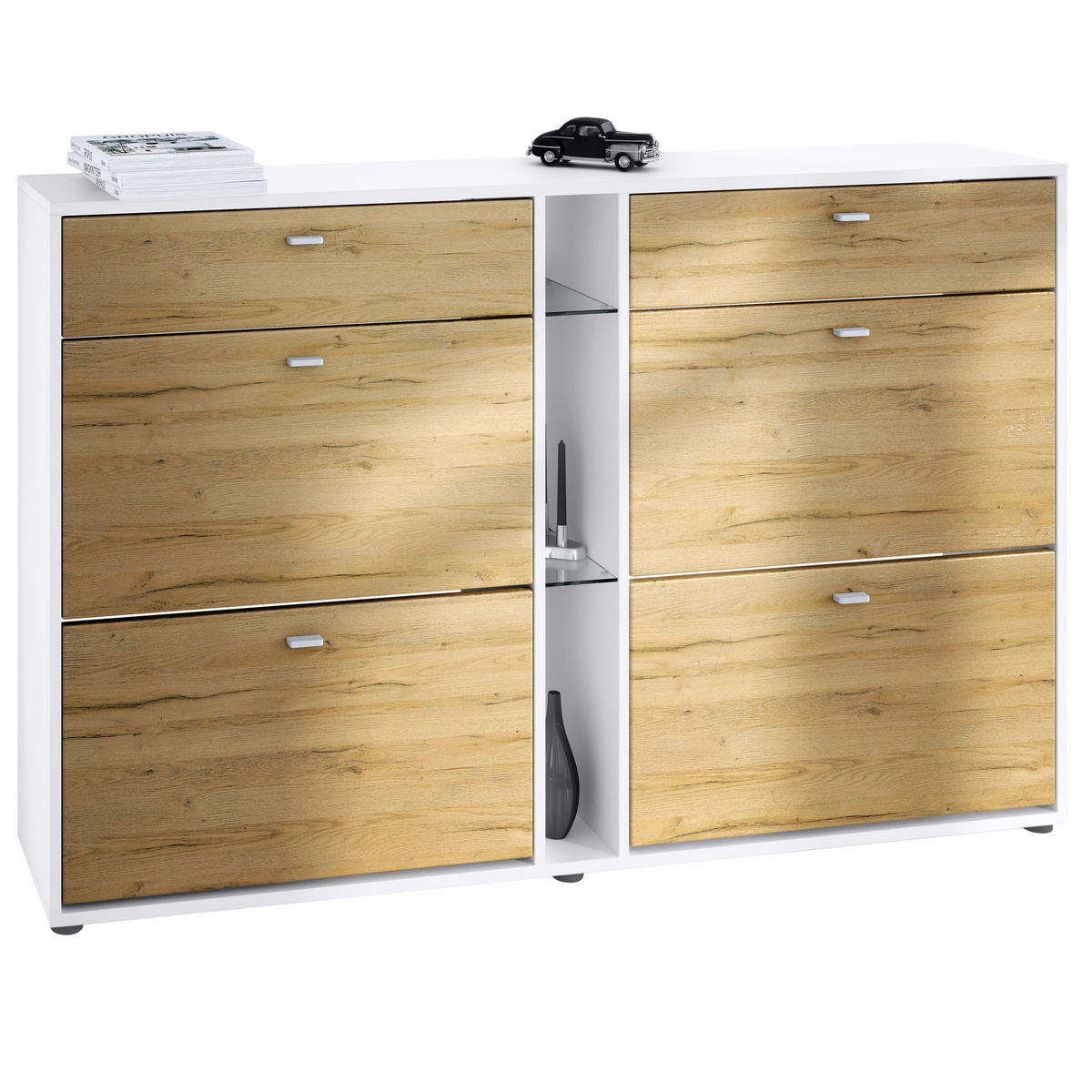 SCHUHSCHRANK Today Fronten in Eiche Natur - Eichefarben, Holzwerkstoff (155.5/95/28cm) - Vladon