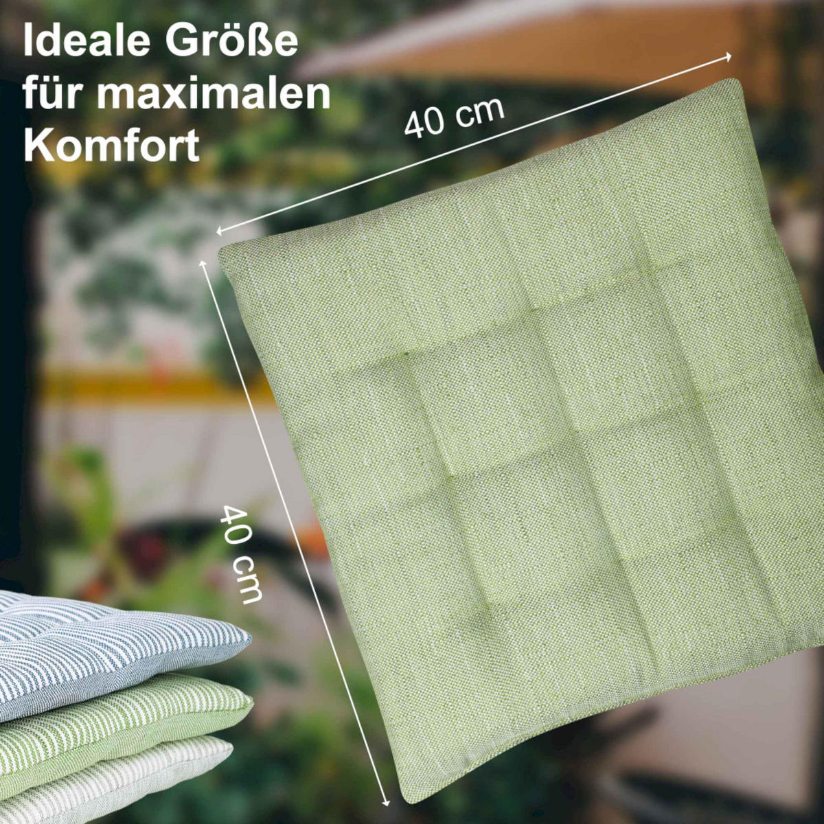 SITZKISSEN FRESHSTRIPE - Grün, Textil (40/40/5cm) - Tom Tailor