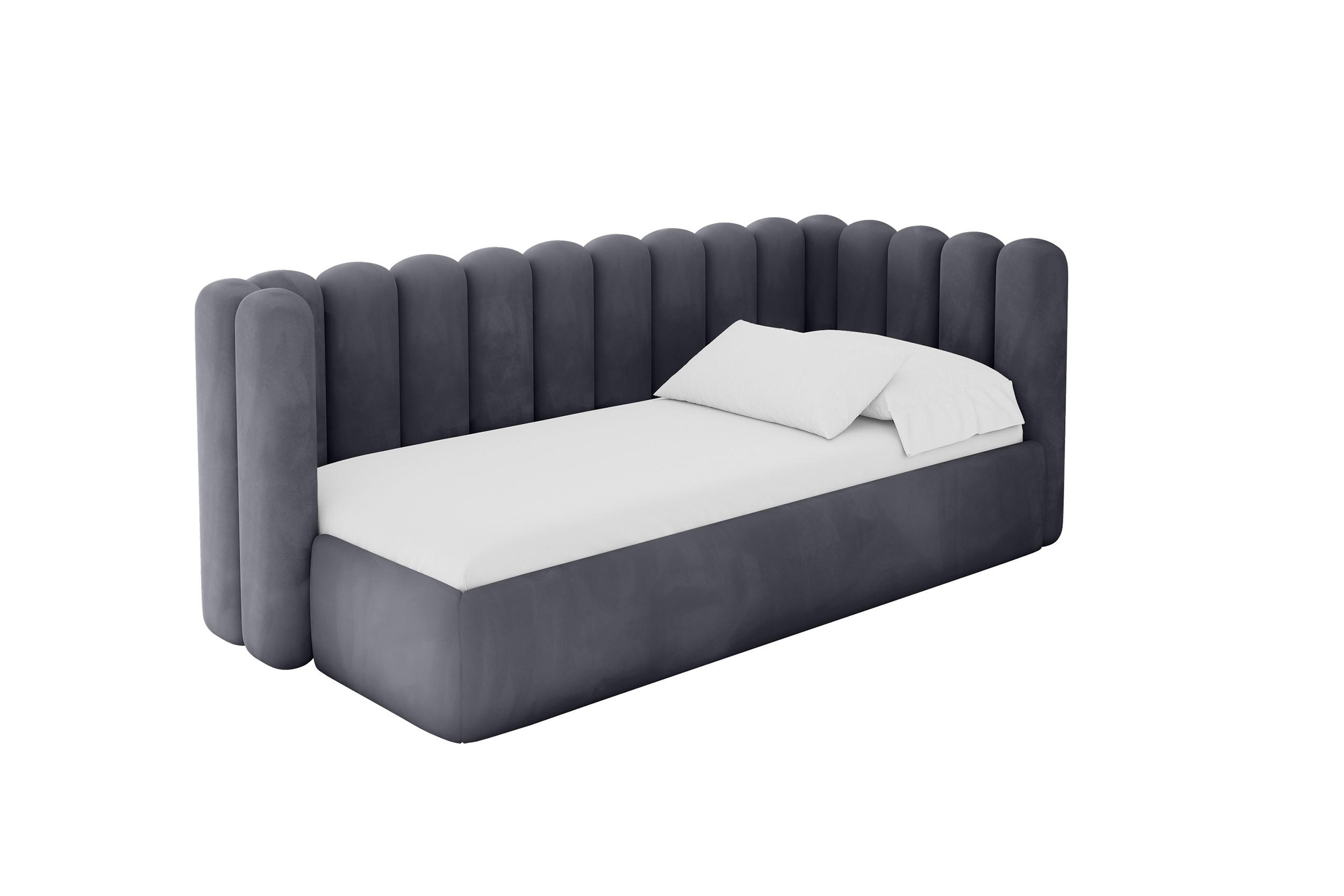 ALTDECOR JEDNOLŮŽKOVÁ POSTEL pro mládež s úložným prostorem, vlevo - HUGY 100x200 tmavě šedá