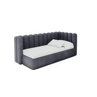 EINZELLBETT Jugendbett mit Bettkasten und Matratze H3/H4, Links - HUGY 100x200 Dunkelgrau - Dunkelgrau, Holzwerkstoff/Textil (100/200cm) - ALTDECOR