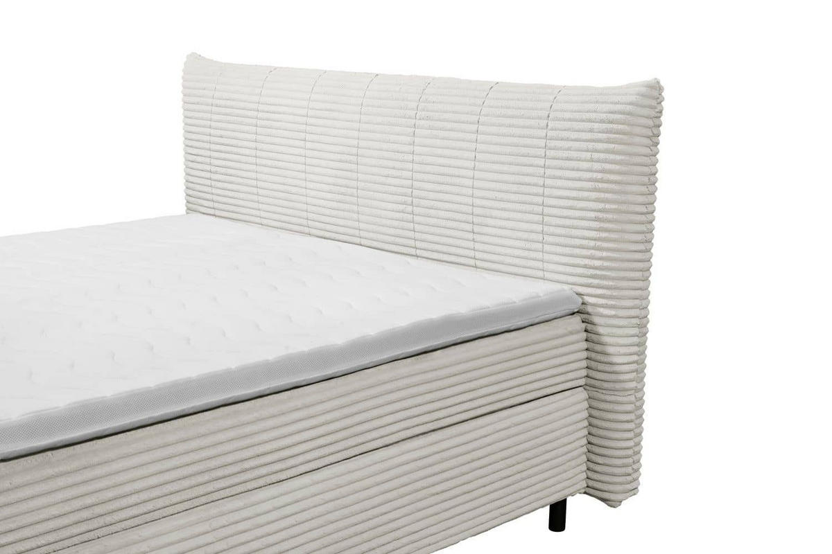 BOXSPRINGBETT 180x200 – Breitcord, Duo 7-Zonen-Tonnentaschen-Federkernmatratze, H3/H4, HR-Lux-Topper - Salbeigrün/Beige, Holz/Holzwerkstoff (180/200cm) - ed exciting design