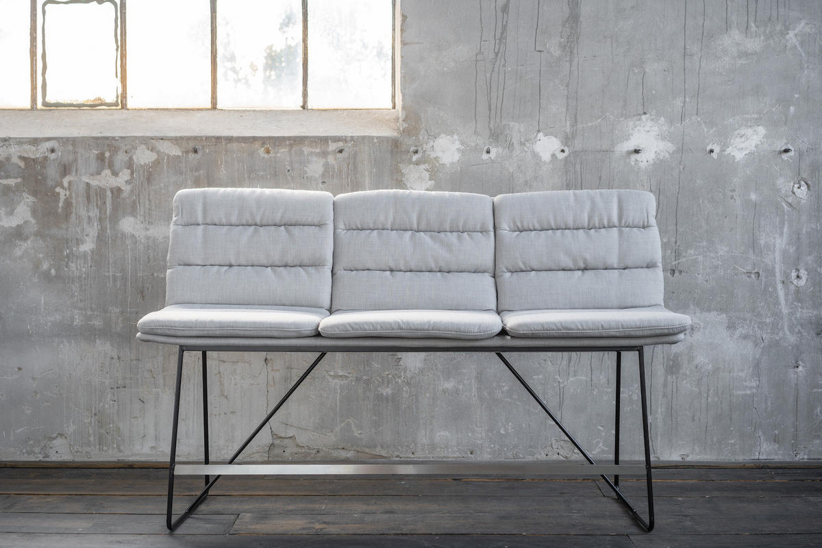 THEKENBANK VINCE Hellgrau Webstoff - Hellgrau, Textil (180/110/56cm) - KAWOLA