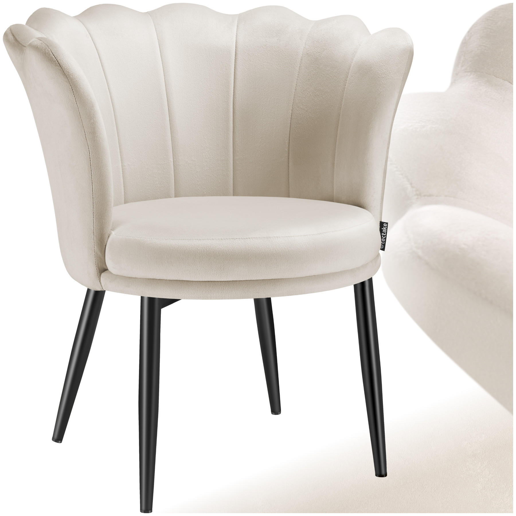 SESSEL Stella,67 x 64 x 76 cm,Samtoptik creme/schwarz - Schwarz/Samtahornfarben, Textil (67/76/64cm) - tectake