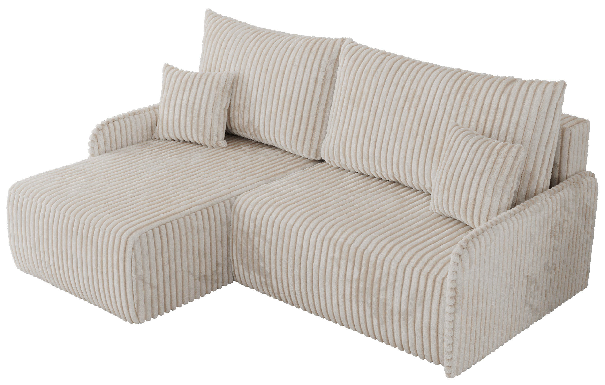 ECKSCHLAFSOFA ARPA L Creme Cord - links - Creme/Schwarz, Kunststoff/Textil (198/150cm) - MKS