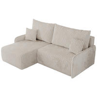 ECKSCHLAFSOFA ARPA L Creme Cord - links - Creme/Schwarz, Kunststoff/Textil (198/150cm) - MKS