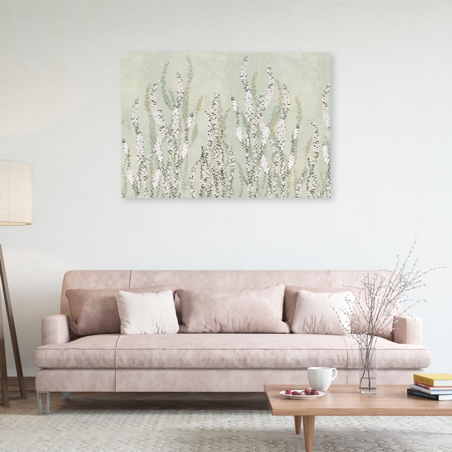 WANDBILD boho blumen pflanzen - Grün, Textil (60/40cm) - Feeby