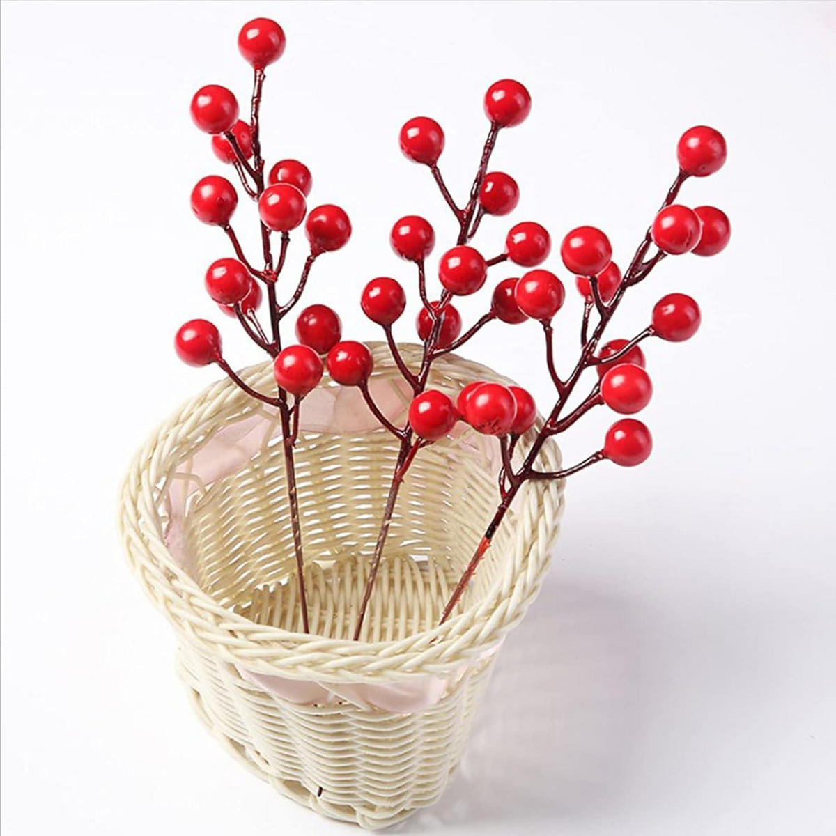 KÜNSTLICHE Beeren 20er Set Rot 17cm - Rot, Kunststoff (5cm)