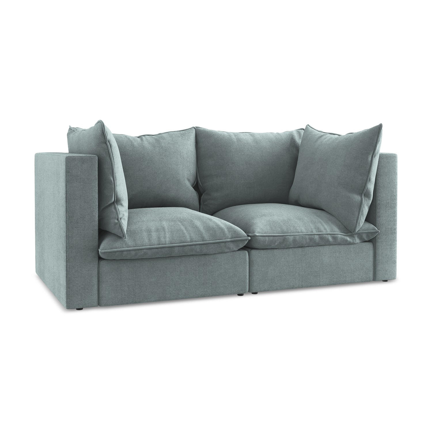 2-SITZER SOFA Strukturstoff Blau - Pastellblau/Schwarz, Holzwerkstoff/Kunststoff (180/77/90cm) - LaMiaSofa