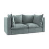 2-SITZER SOFA Strukturstoff Blau - Pastellblau/Schwarz, Holzwerkstoff/Kunststoff (180/77/90cm) - LaMiaSofa
