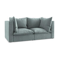 2-SITZER SOFA Strukturstoff Blau - Pastellblau/Schwarz, Holzwerkstoff/Kunststoff (180/77/90cm) - LaMiaSofa