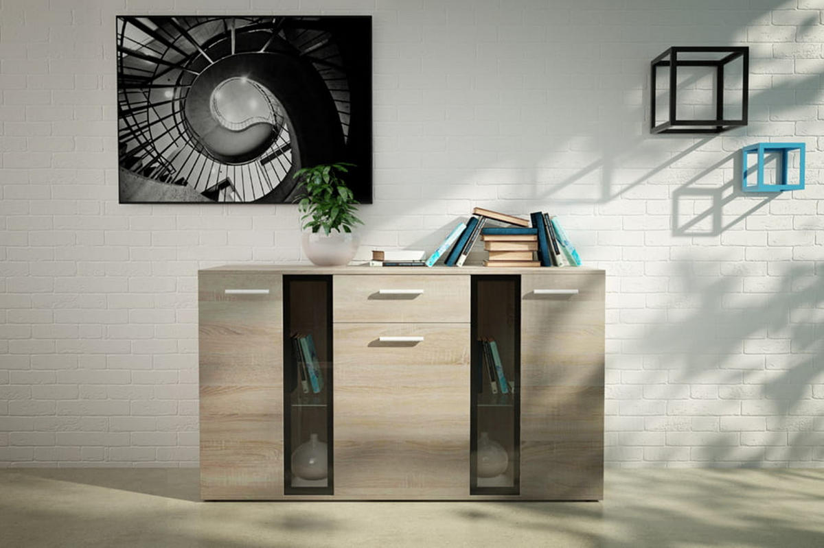 SIDEBOARD CERES LED - Sonoma Eiche, Holzwerkstoff (140/80/40cm) - Meblini