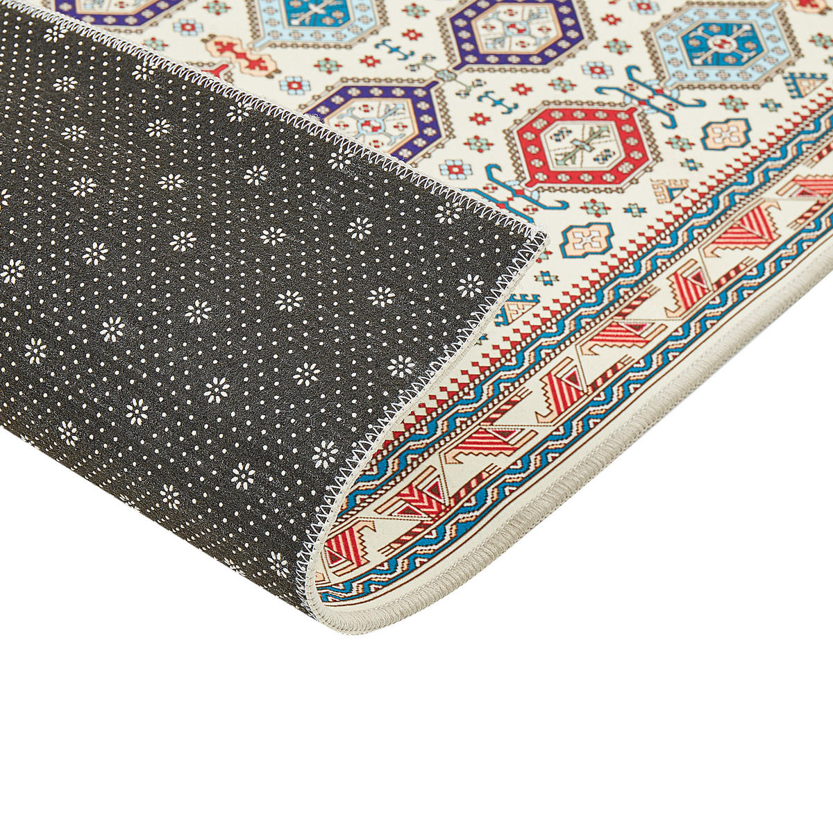 KURZFLOR-TEPPICH Bunt 60/200 cm Hacilar - Blau/Beige, Textil (60/200cm) - Beliani