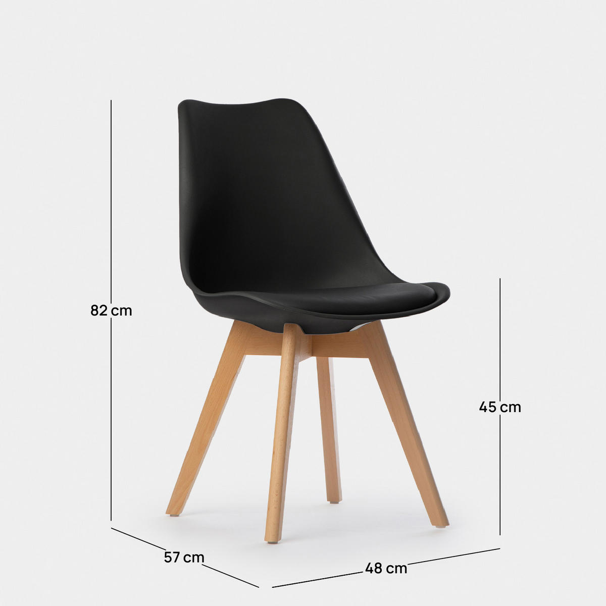ESSZIMMERSTUHL Kler Schwarz 48 cm x 82 cm 4er-Set - Schwarz, Kunststoff (48/82/57cm) - Klast Home