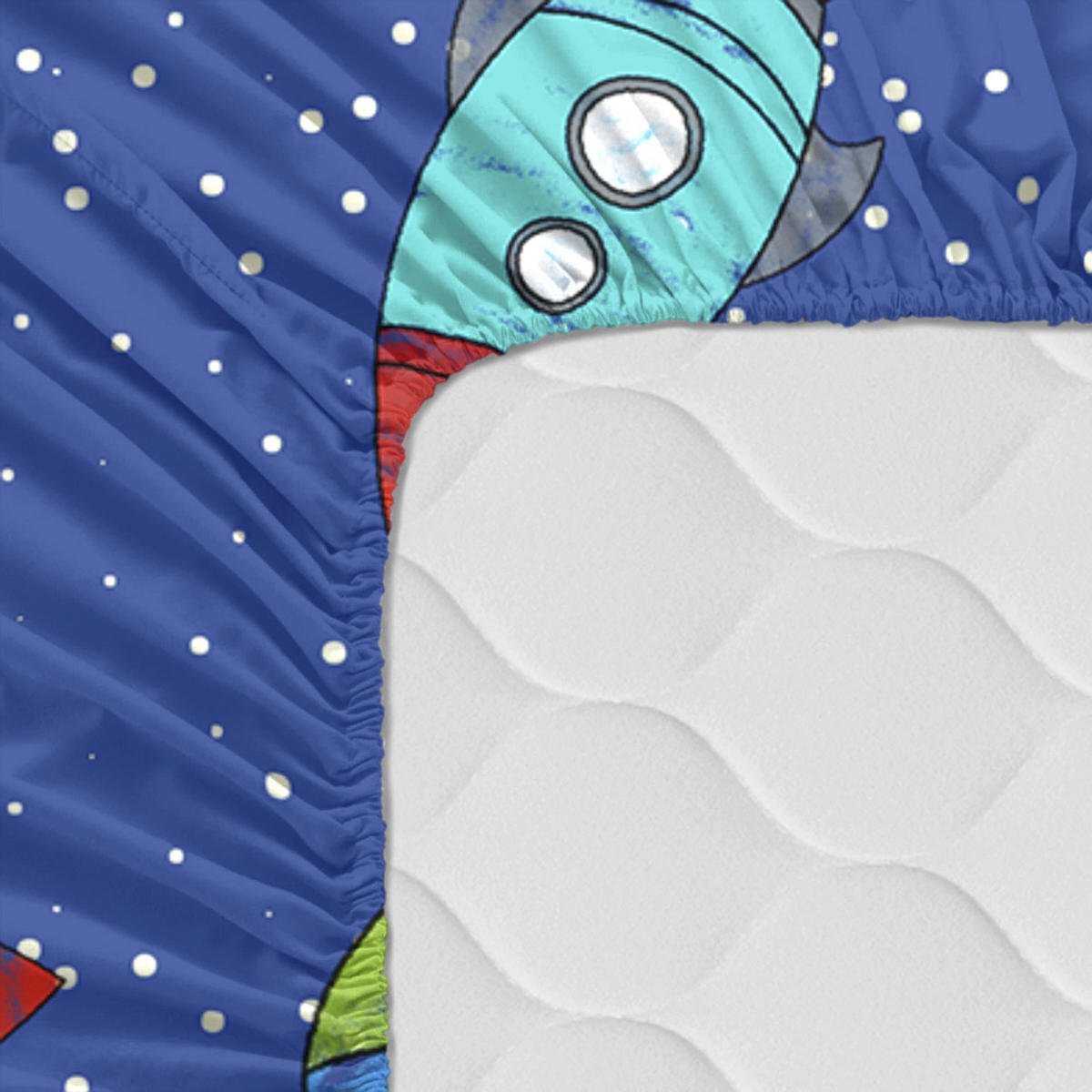 SPANNBETTTUCH space rocket 105x200x32 cm mehrfarbig - Multicolor, Textil (105/200cm) - Happy Friday