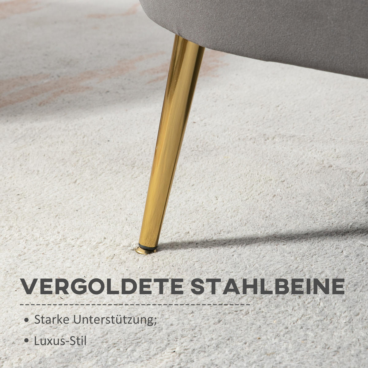 SOFA 2-Sitzer, Samt Polyester Stahl Grau - Grau, Textil (63/75/133cm) - HOMCOM