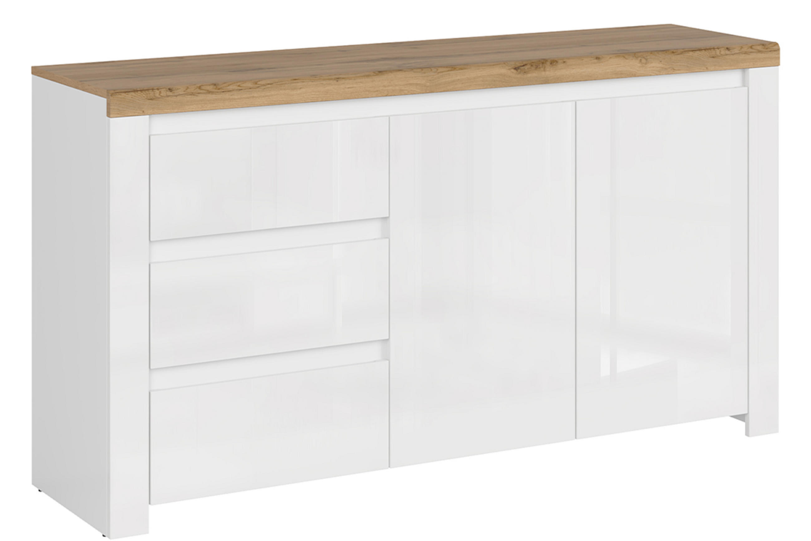 KOMMODE DAMINO mit Türen und Schublade, weiß - Eiche Wotan/Weiß, Holz (156/85/42cm) - KONSIMO®