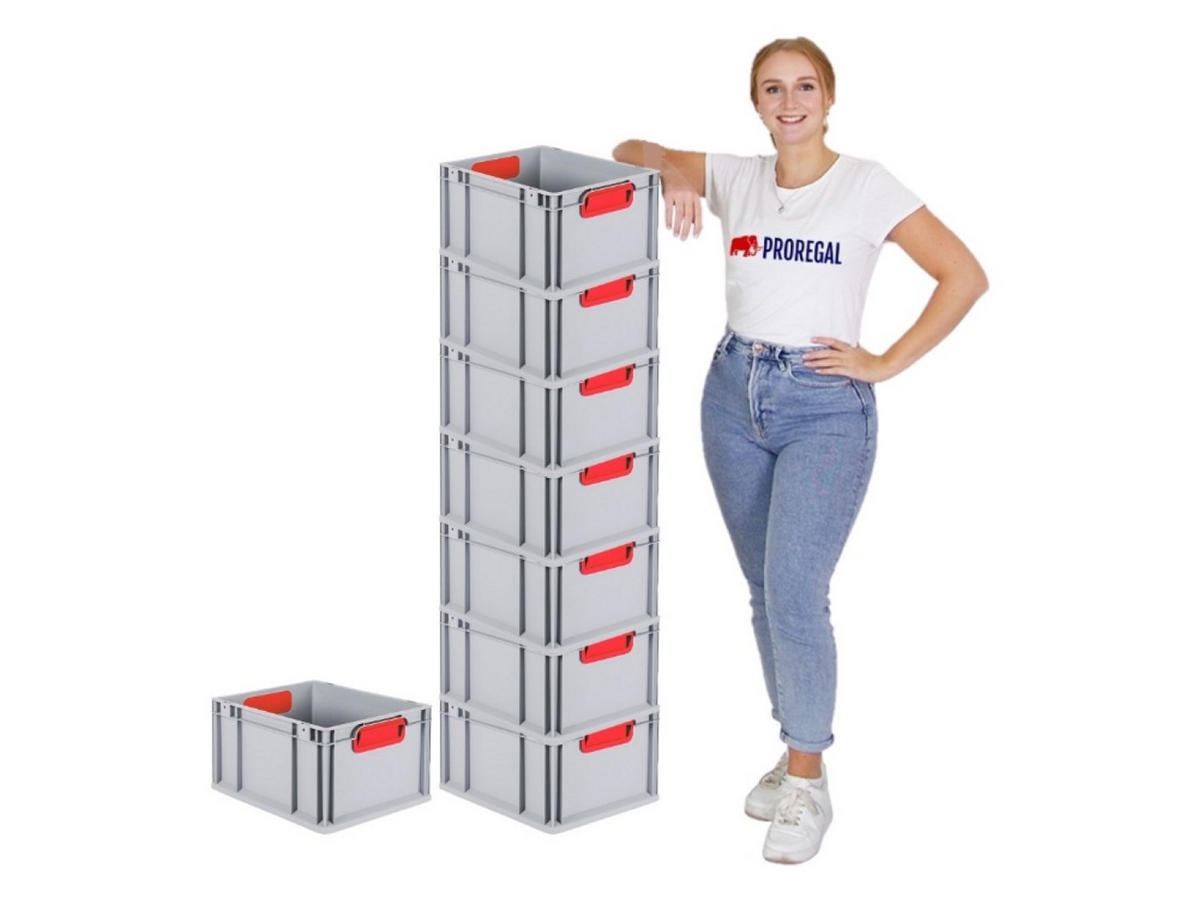 EUROBOX 8x Nextgen Color 22x30x40cm 20 Liter Griffe Rot Geschlossen - Rot, Kunststoff (30/22/40cm) - PROREGAL