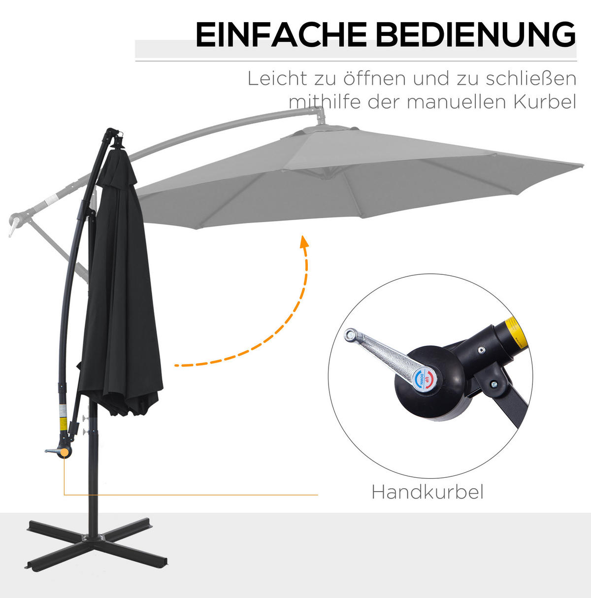 SONNENSCHIRM Doppelseitiger aus Stahl 453x267x255 cm in Grün mit Kurbelmechanismus - Grün, Metall (267/453cm) - Modfu