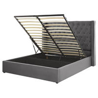 POLSTERBETT 160/200cm Grau Lubbon - Grau, Textil (160/200cm) - Beliani
