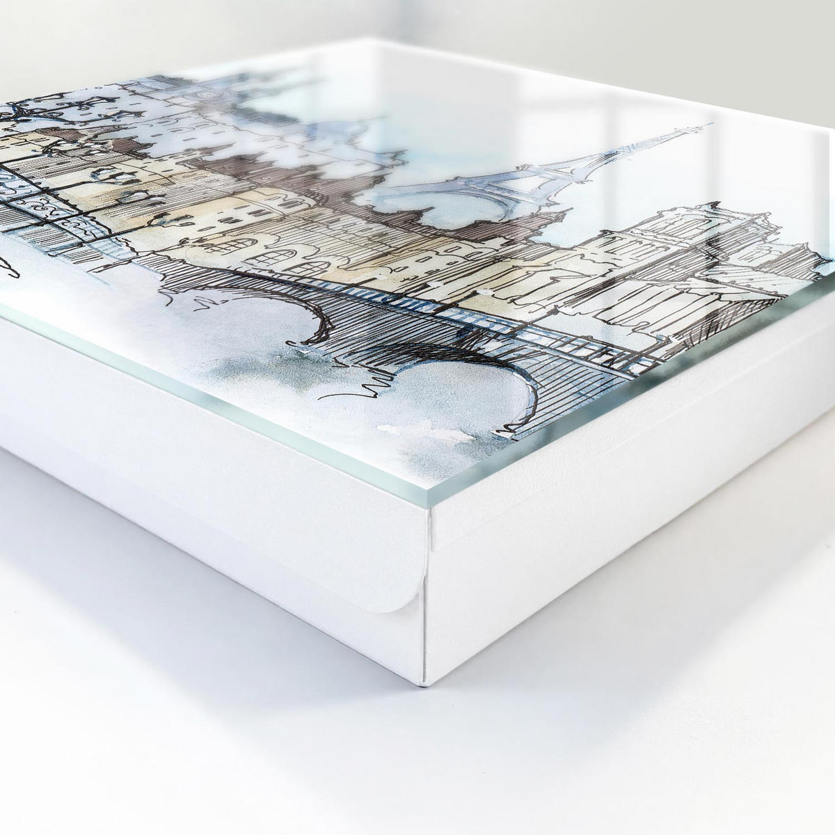 SCHLÜSSELBOX Weiß 30x30 cm – Türöffnung nach rechts - Starker Turm - Blau, Metall (30/30/5cm) - TULUP