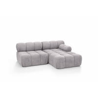 ECKSOFA L-Form Mini II Modular, Veloursstoff Salvador, Grau, Rechts, Selia - Grau, Holz (190/160cm) - Kaiser Möbel
