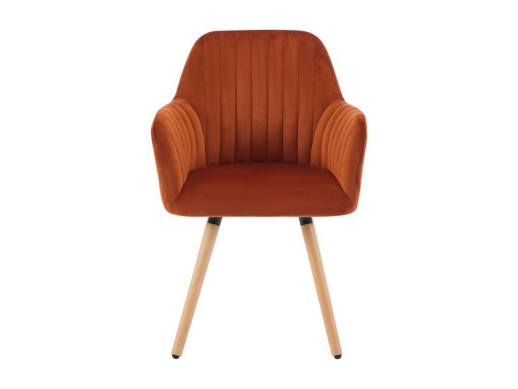 STUHL mit Armlehnen - Samt & Metall in Holzoptik - Terracotta - ELEANA - Braun, Textil (58/85/56cm) - Vente-Unique