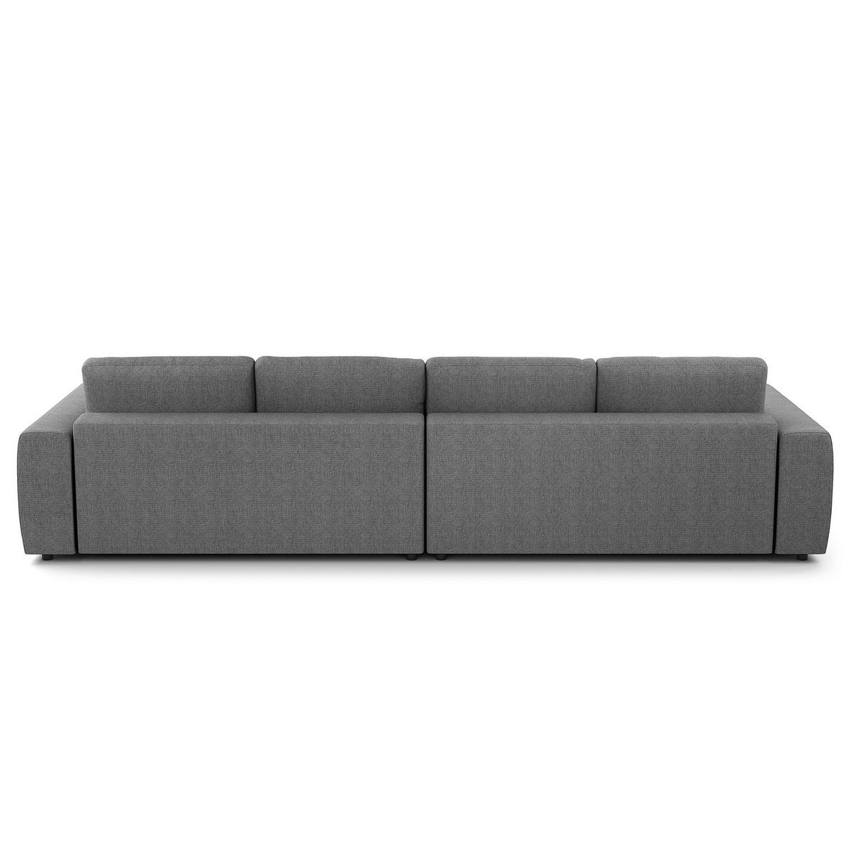 ECKSOFA mit XXL-Longchair - Silberfarben/Schwarz, Kunststoff/Textil (323/182cm) - home24