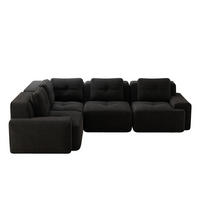 ECKSOFA modular ohne Aufbau Cord 4-tlg. - Schwarz, Kunststoff (104/382cm) - Meubliv