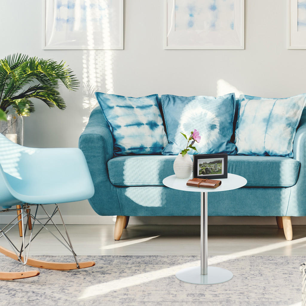 Thumbnail - Relaxdays Beistelltisch, Weiß, Glas, Metall, 43x53x43 cm, Wohnzimmer, Wohnzimmertische, Beistelltische